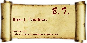 Baksi Taddeus névjegykártya